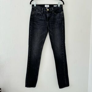 FRAME le Nik Boyfriend Jeans Dark Gray Distressed Size 25